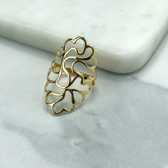 18k Gold Filled, Timeless Long Hollow, Freeform, Floral Filigree Ring
