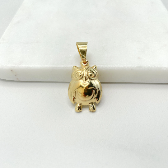 18k Gold Filled Puffed Little Owl Pendant