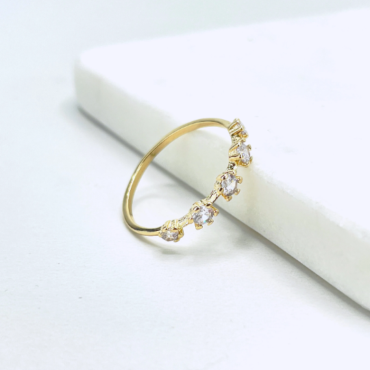 18k Gold Filled White Cubic Zirconia Stackable Ring