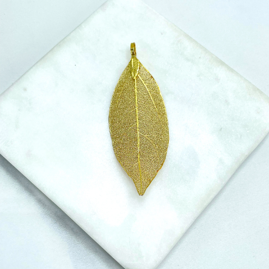 18k Gold Filled Pendants Hand Made with Real Leaf or 18k Gold Filled Singapore Chain