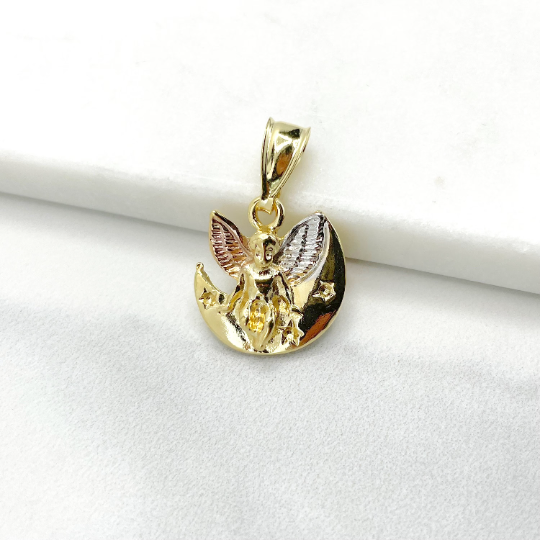 18k Gold Filled Three Tone Angel Pendant