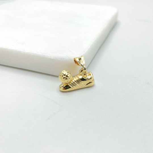 18k Gold Filled Soccer Shoes with Soccer Ball Pendant Charms