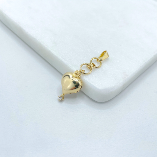 18k Gold Filled Dangle Heart Pendant