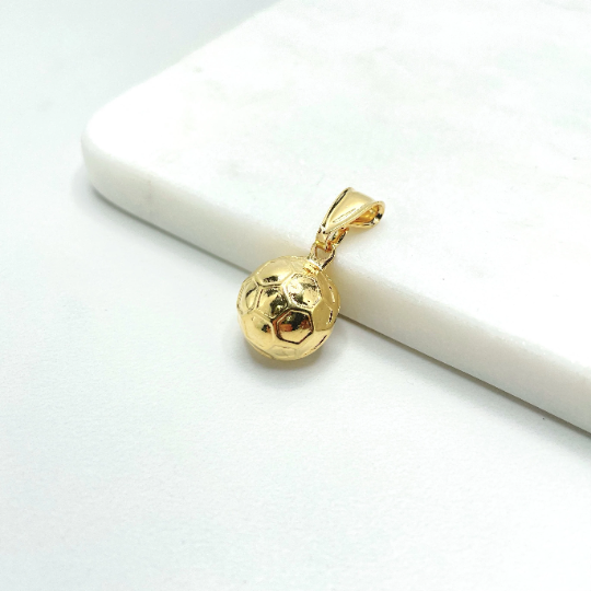 18k Gold Filled Texturized Soccer Ball Shape Pendant Charms