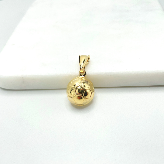 18k Gold Filled Texturized Soccer Ball Shape Pendant Charms
