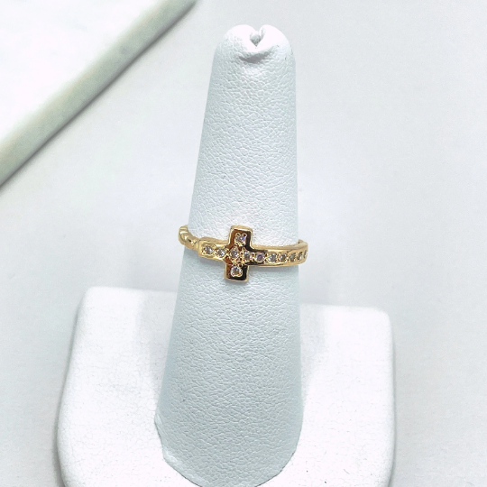 18k Gold Filled Micro Cubic Zirconia Cross Design Ring
