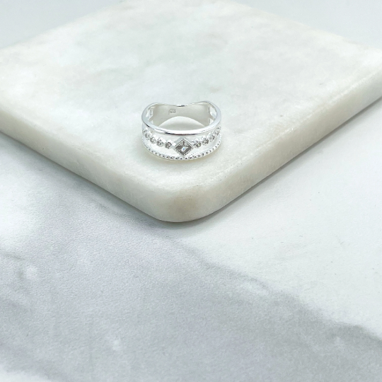 925 Sterling Silver Clear Cubic Zirconia Simulated Stackable Layered Ring