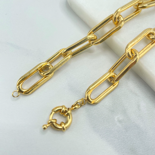 18k Gold Filled 2mm Paperclip Chain or Bracelet with extender,  Spring Ring Closure