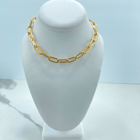 18k Gold Filled 2mm Paperclip Chain or Bracelet with extender,  Spring Ring Closure