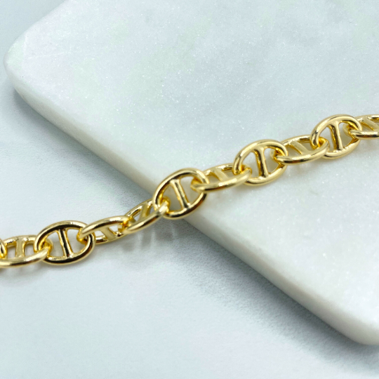 18k Gold Filled 8mm Specially Mariner Link  Chain or Bracelet with Extender