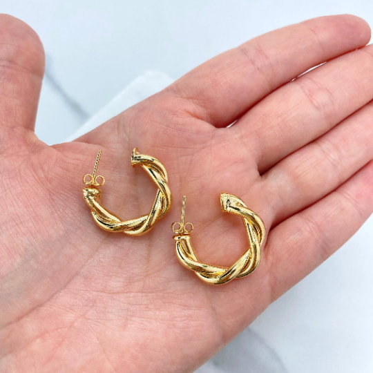 18k Gold Filled 25mm Classic Twisted C-Hoop Earrings