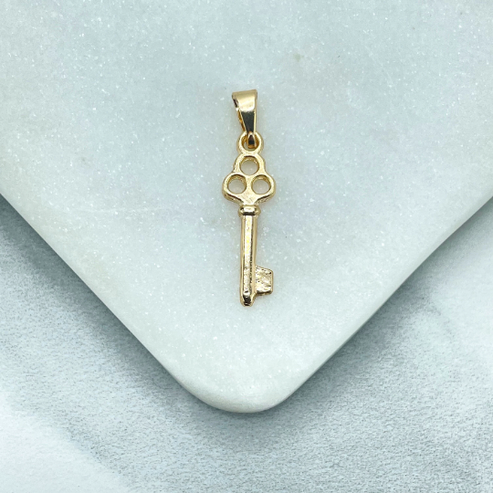 18k Gold Filled Petite Key Shape Charm Pendant, Love Inspiration Jewelry