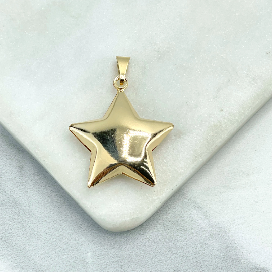 18k Gold Filled 3D Puffed Star Pendant Charm