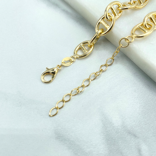18k Gold Filled 8mm Specially Mariner Link  Chain or Bracelet with Extender