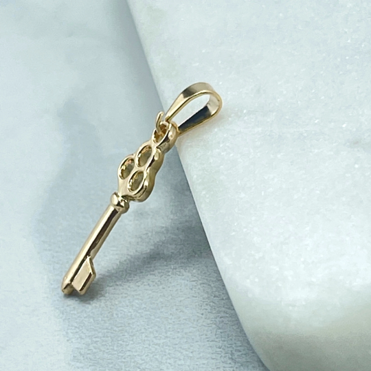 18k Gold Filled Petite Key Shape Charm Pendant, Love Inspiration Jewelry