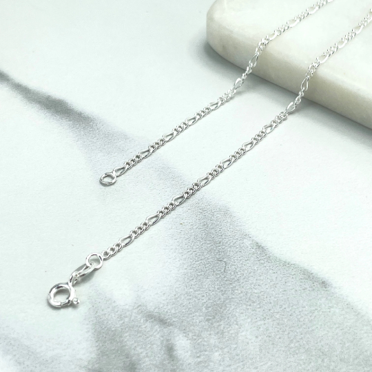925 Sterling Silver 1mm Figaro Chain, Dainty Chain, 18 Inches, Stamped 925