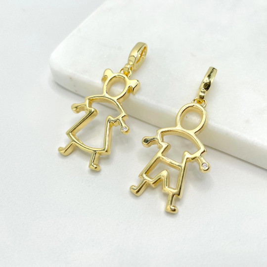 18k Gold Filled Boy or Girl Shape Pendant