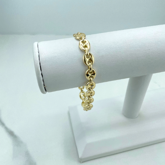 18k Gold Filled 8mm Specialty Puff Puffed Mariner Link Chain or Bracelet