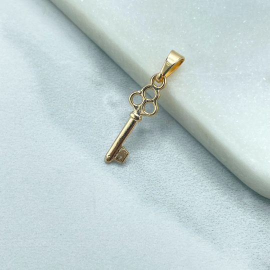 18k Gold Filled Petite Key Shape Charm Pendant, Love Inspiration Jewelry