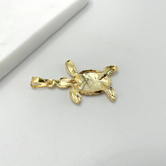 18k Gold Filled Thee Tone Turtle Pendant