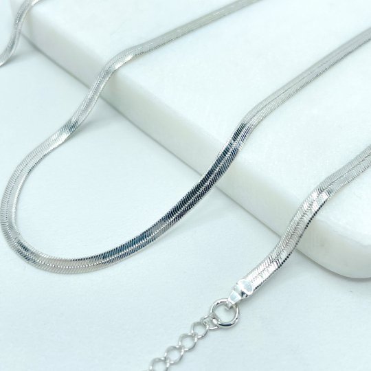 Silver Filled 3mm Herringbone Snake Chain, Bracelet or Anklet, Wholesale Jewelry Making Supplies