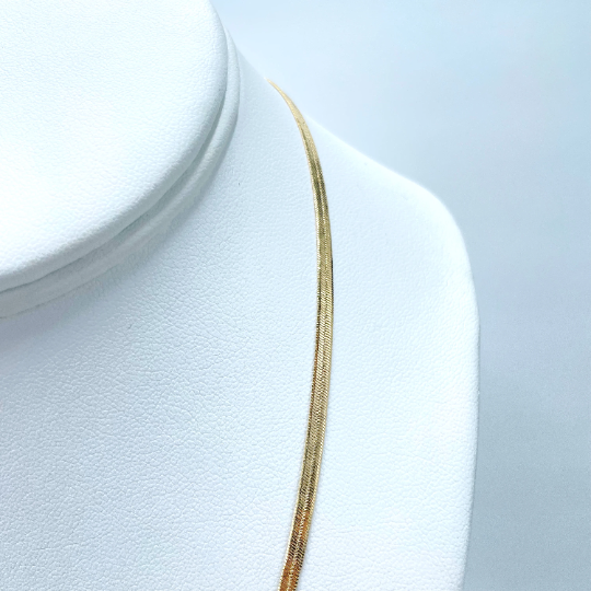 18k Gold Filled 3mm Herringbone Snake Chain, Bracelet or Anklet, Wholesale Jewelry Making Supplies