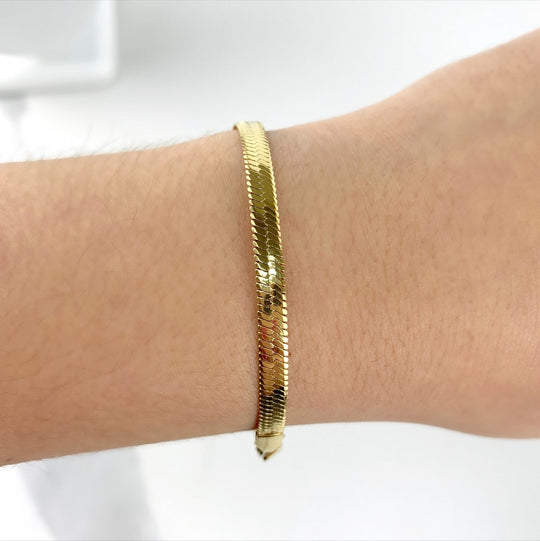 14k Gold Filled 4mm Herringbone Bracelet