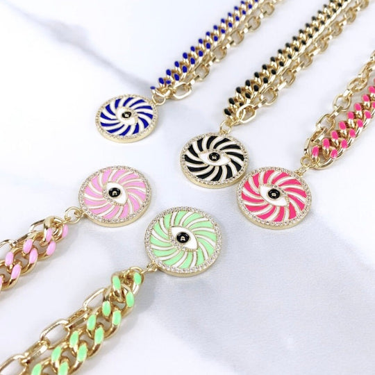 18k Gold Filled Colored Curb Link & Paperclip Link and Eye Charms