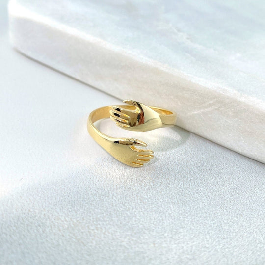 18k Gold Filled Adjustable Hands & Hug Ring