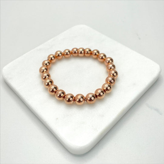 18k Rose Gold Filled Beaded Large Bracelet