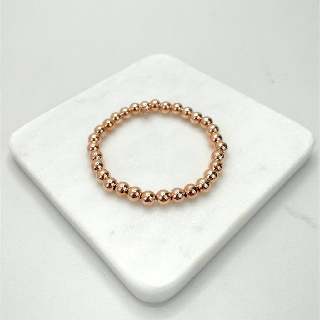 18k Rose Gold Filled Beaded Medium Bracelet