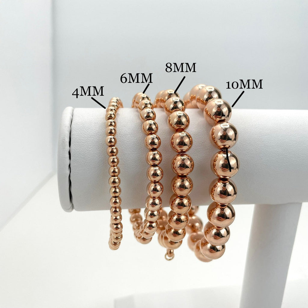 18k Rose Gold Filled Beaded Multiple Sizes Bracelet
