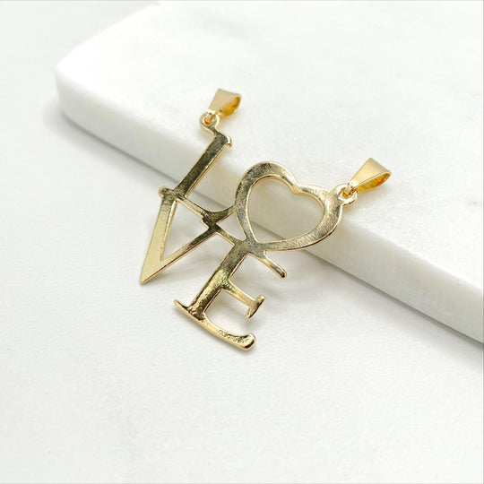 18k Gold Filled Double Bails LOVE Words Letters Pendant
