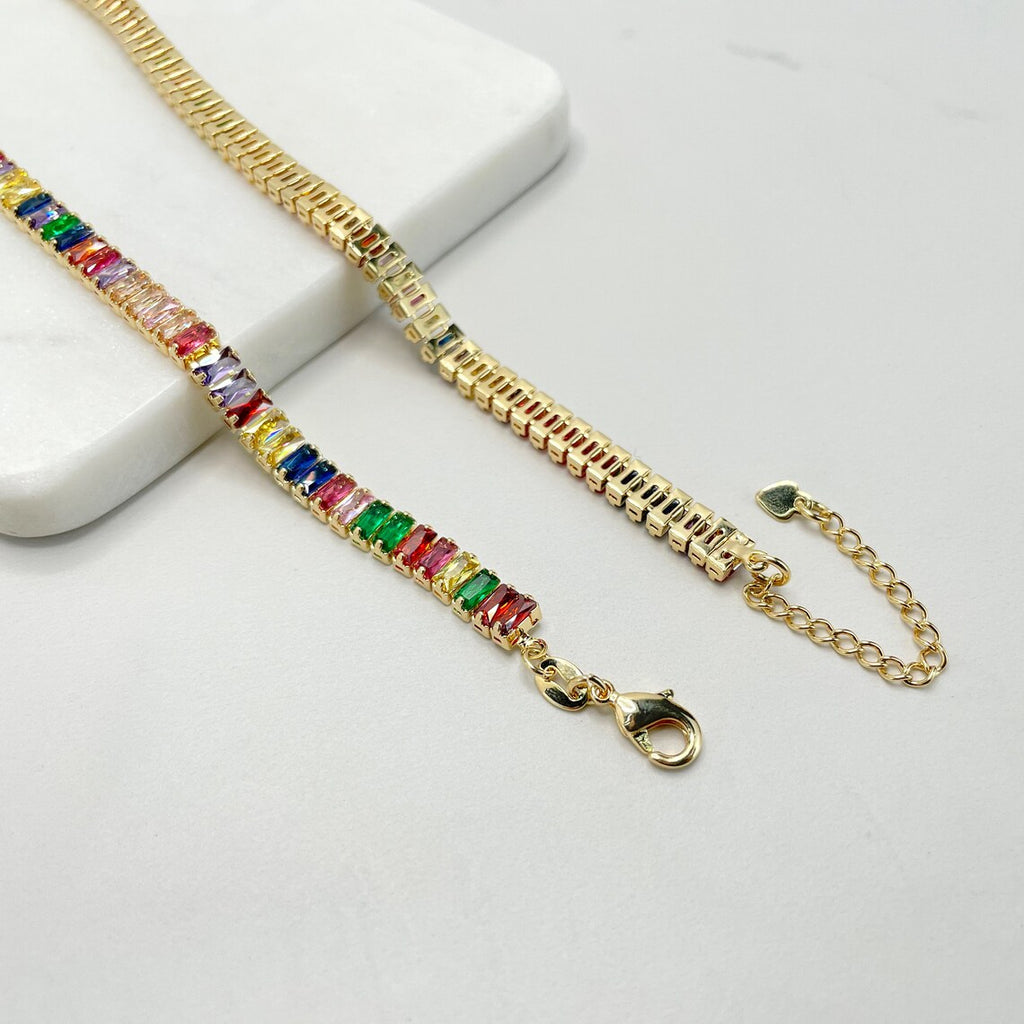 18k Gold Filled Fancy Rainbow Choker or Bracelet Set