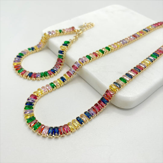 18k Gold Filled Fancy Rainbow Choker or Bracelet Set