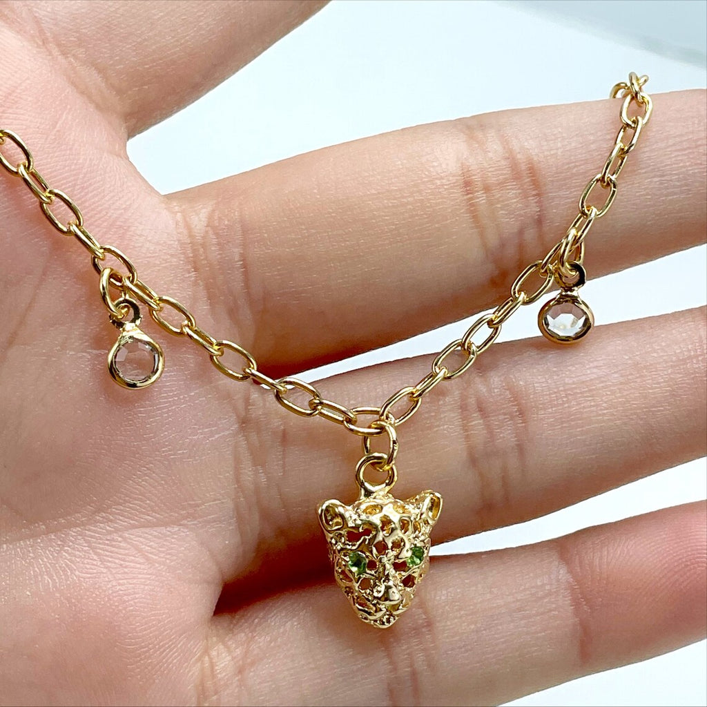 18k Gold Filled Micro Cubic Zirconia with Cutie Panther Head Shape Bracelet