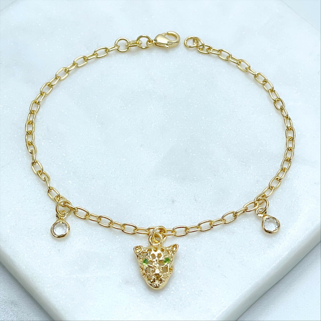 18k Gold Filled Micro Cubic Zirconia with Cutie Panther Head Shape Bracelet