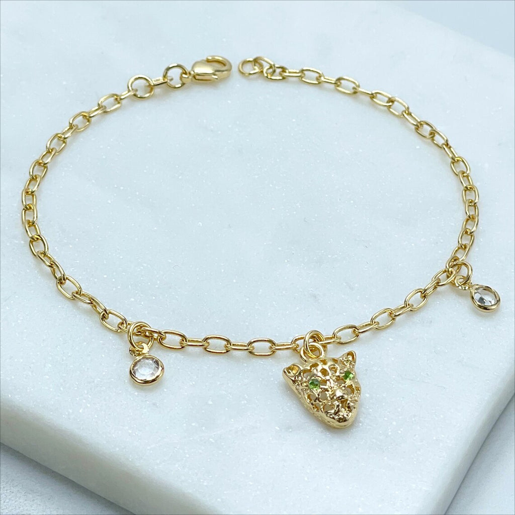18k Gold Filled Micro Cubic Zirconia with Cutie Panther Head Shape Bracelet