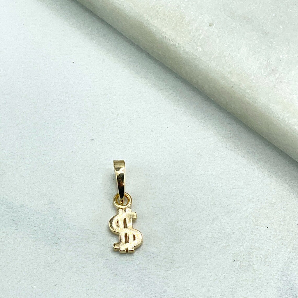 18k Gold Filled Petite Dollar Money Sign Symbol Shape Charm