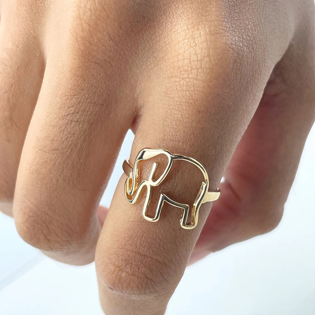 18k Gold Filled Front Cutout Elephant Ring
