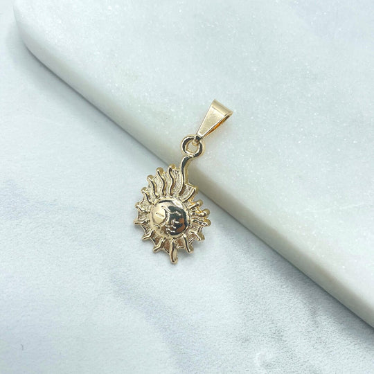 18k Gold Filled Petite Texturized Stylized Sun Face Charm