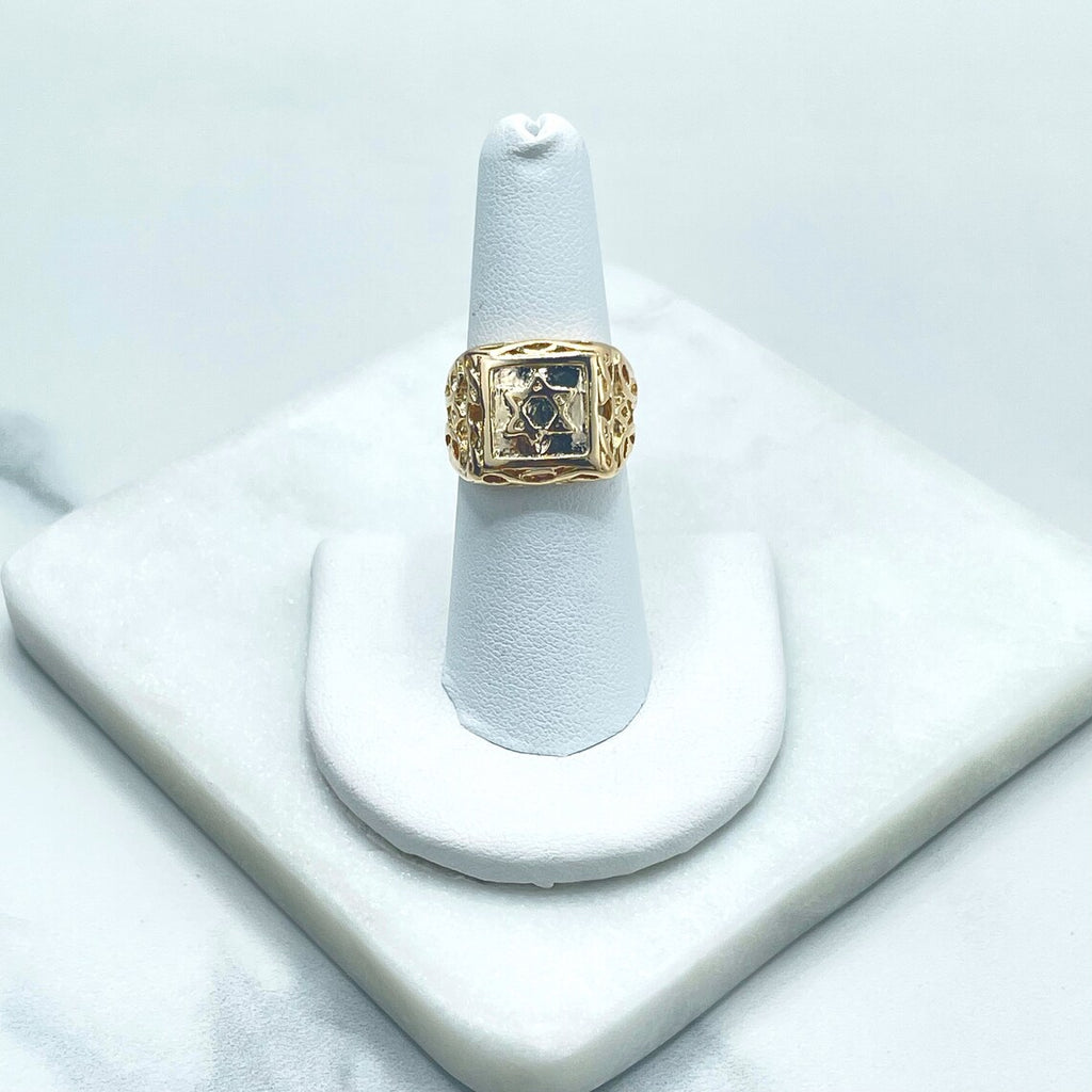 18k Gold Filled Texturized Star of David Jewish Ring, Unisex Ring