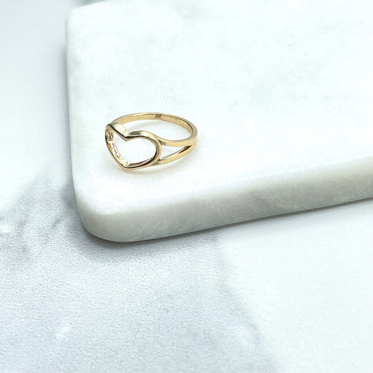 18k Gold Filled Cutout front Heart Ring, Romantic & Deliciated Jewel