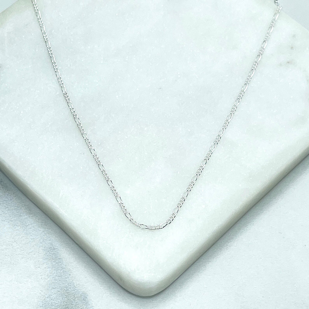 925 Sterling Silver 1mm Figaro Chain, Dainty Chain, 16 Inches Long, Stamped 925