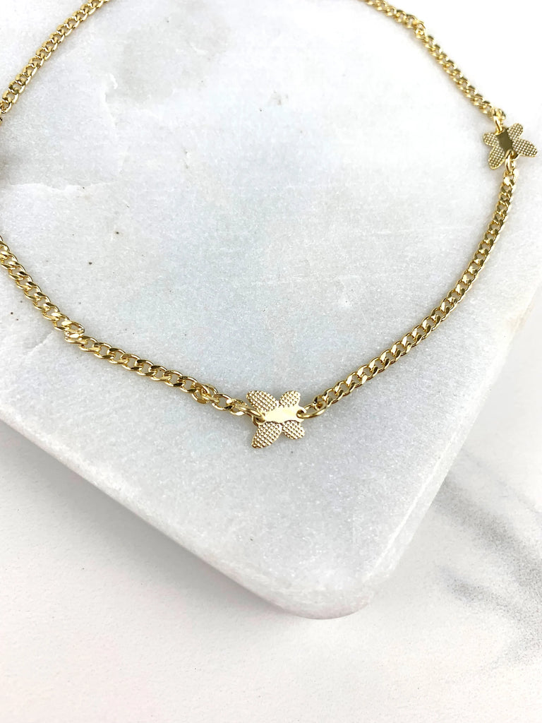 18k Gold Filled Three Butterfly Anklet