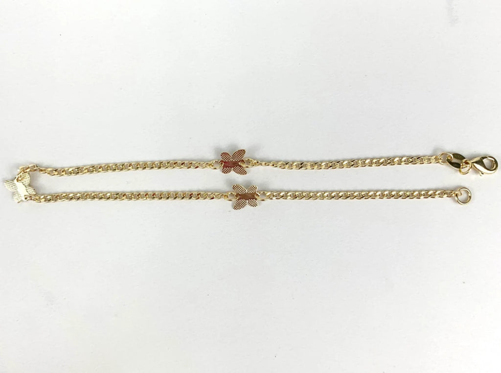 18k Gold Filled Three Butterfly Anklet