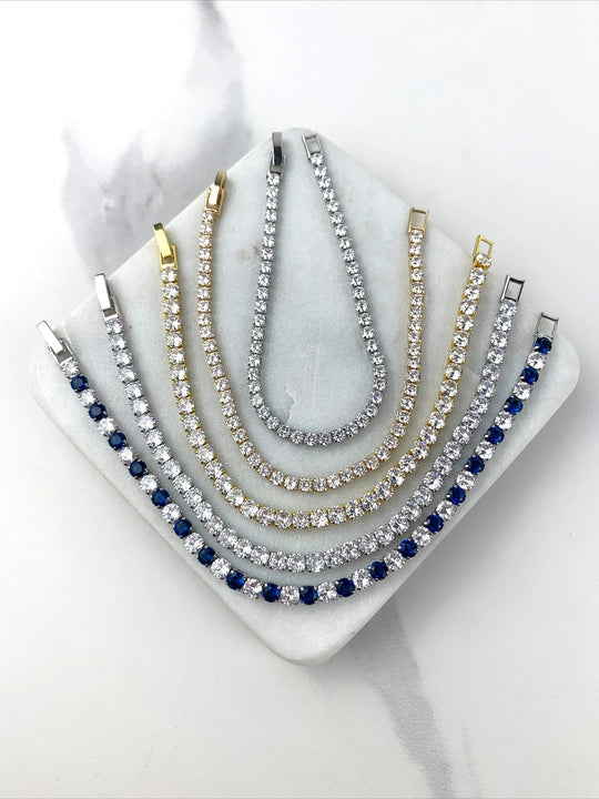 18k Gold Filled Blue CZ Cubic Zirconia Bracelets