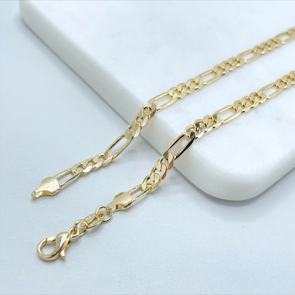 18k Gold Filled 6mm Figaro Link Chain and Bracelet