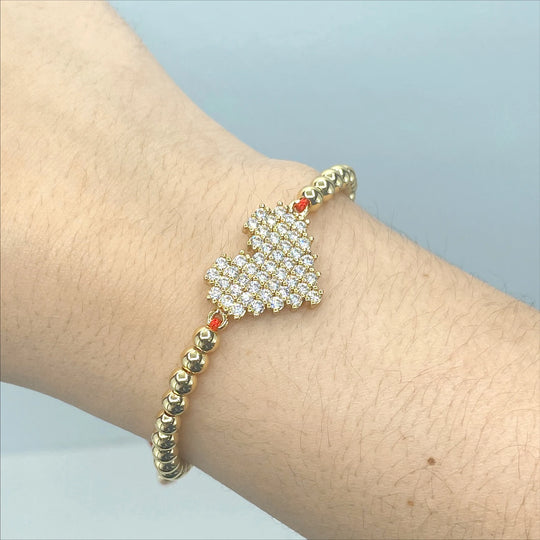 18k Gold Filled Red Heart Adjustable Bracelet