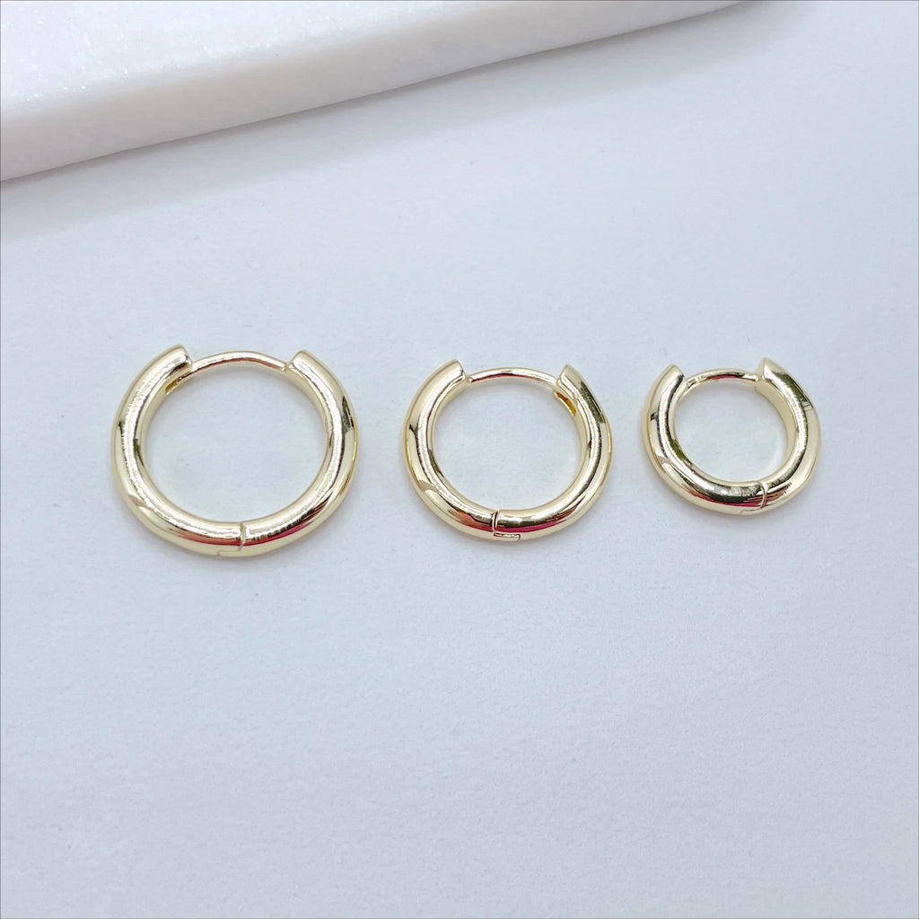 18k Gold Filled Plain 14mm 16mm or 18mm  Earrings